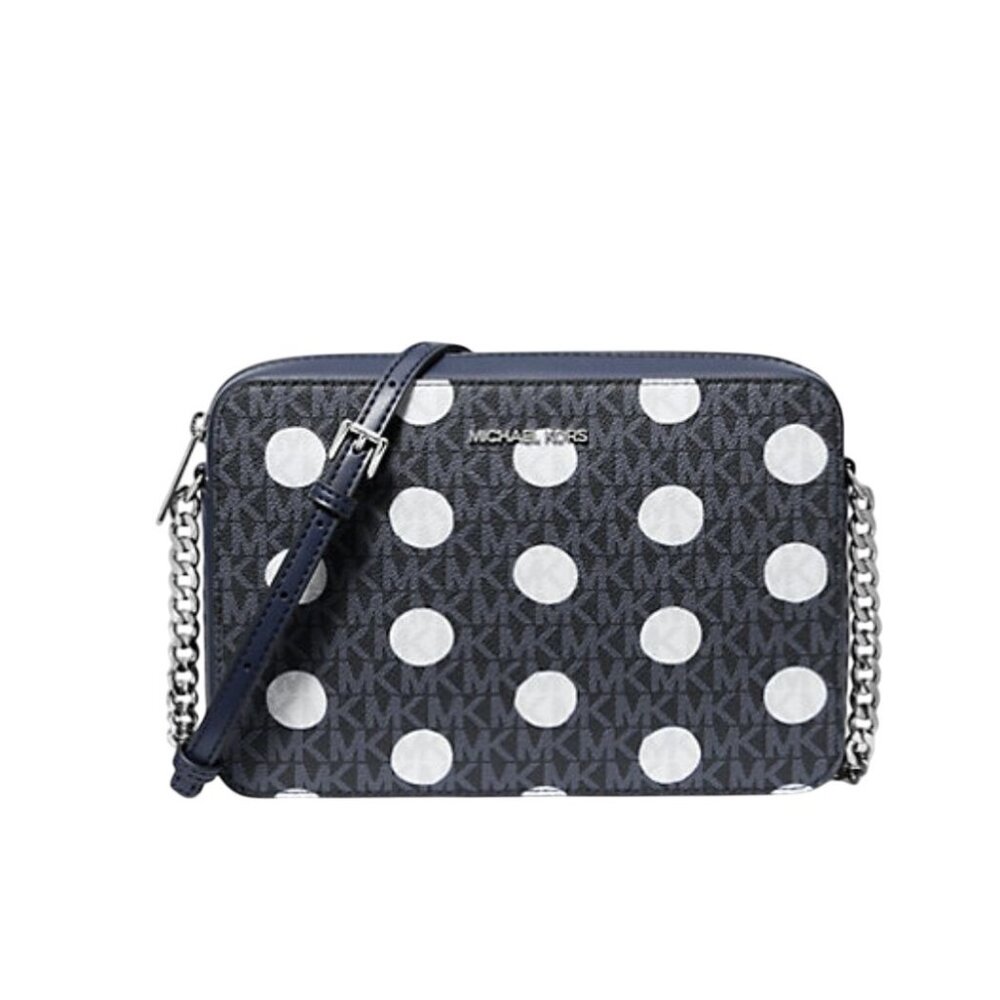 NEW Michael Kors Jet Set East West Large Crossbody Navy & WHite Handbag Purse